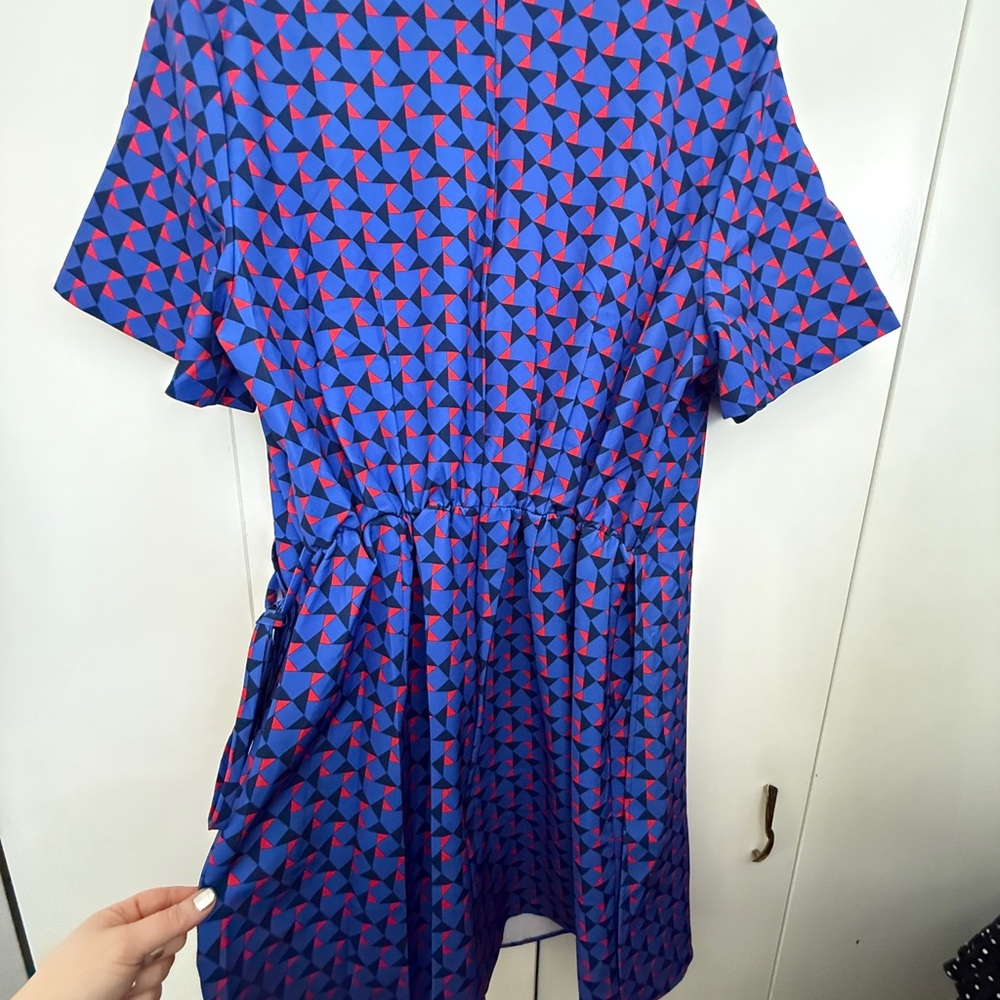ELOQUII Blue and Red Geometric Romper with Skort Front - Picture 4 of 4